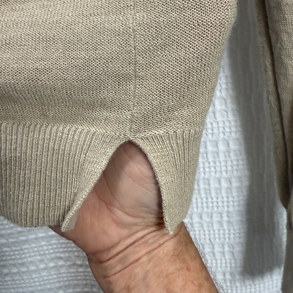 LOFT Beige Button-Up Cardigan crop cropped SZ S neutral preppy v neck casual - Picture 3 of 6